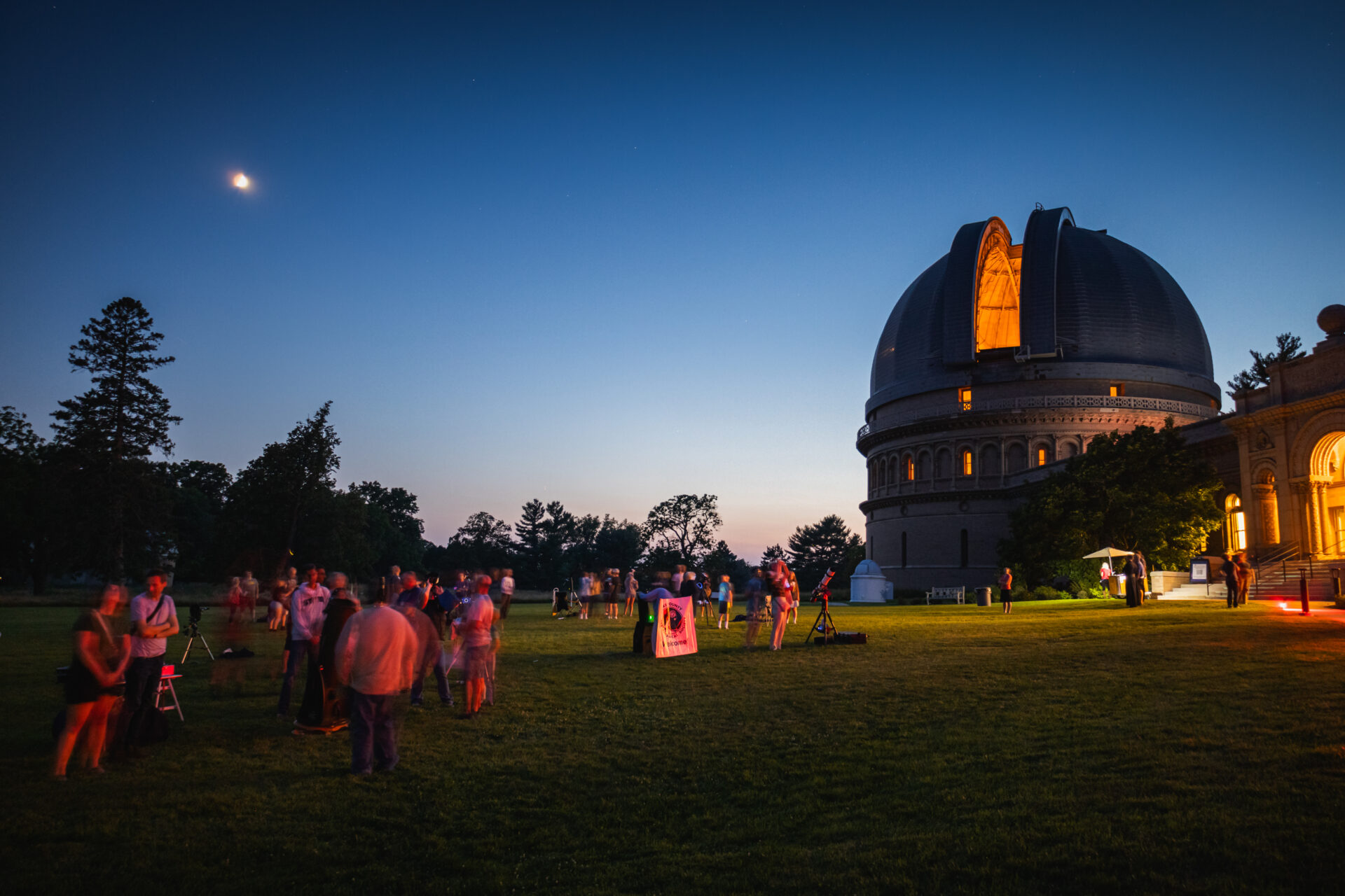 Yerkes Observatory at night during an open house event